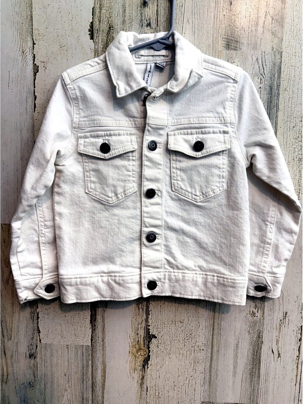 Janie and Jack Kids White Denim Trucker Jacket Button Front 3 to 4
